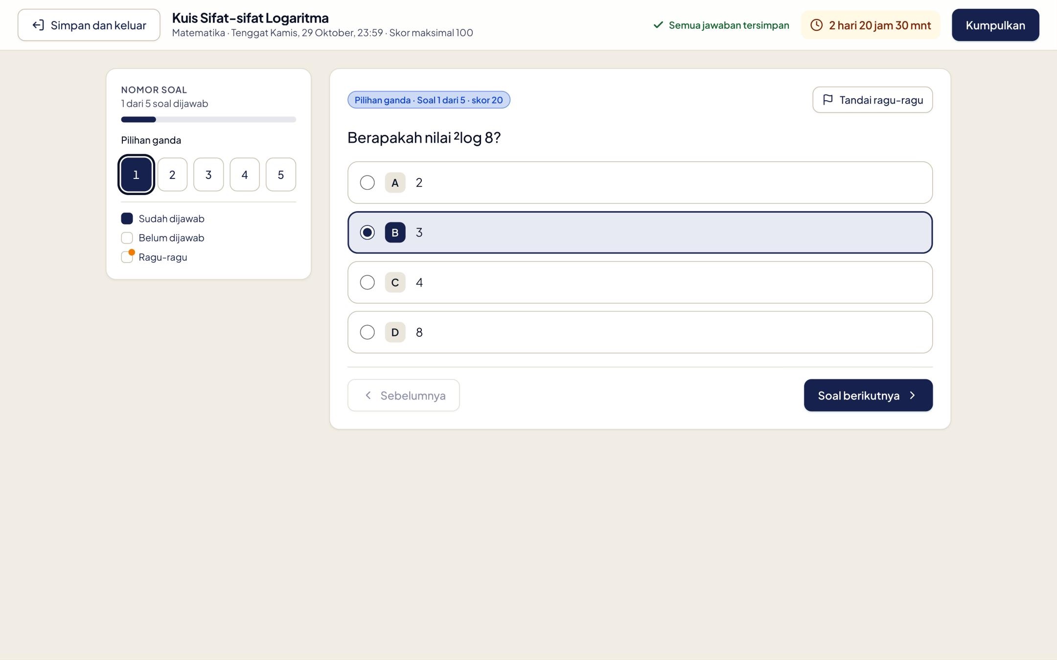 Formative exam with multiple-choice questions